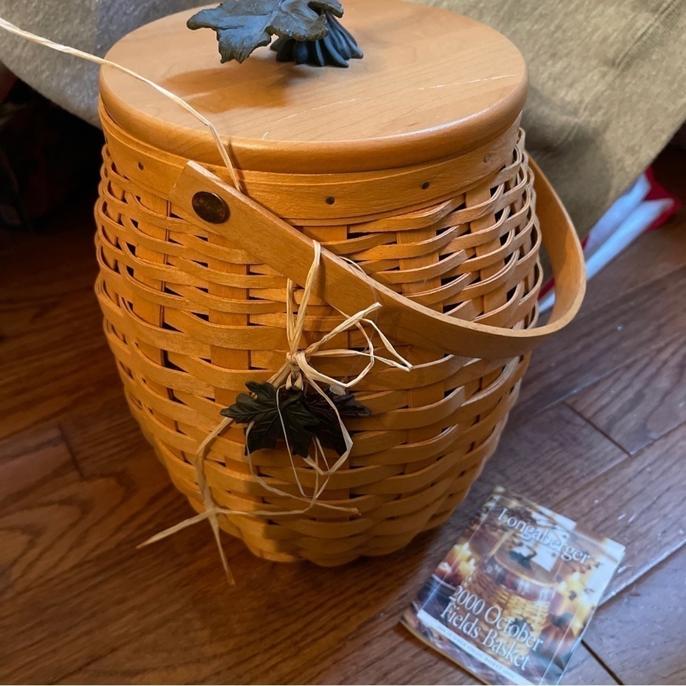 Vintage Longaberger 2000 October Fields Basket Set Metal Leaf With Liner